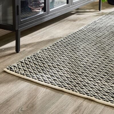 Koivu villamatto 140x200 cm musta/valkoinen